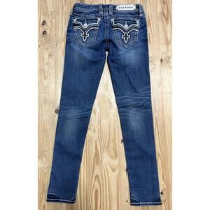 Rock Revival Allegra Ankle Skinny Embellished Flap Pocket Jeans Size 28x31.5